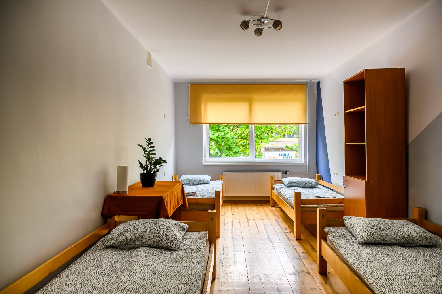 Hostel room with student beds